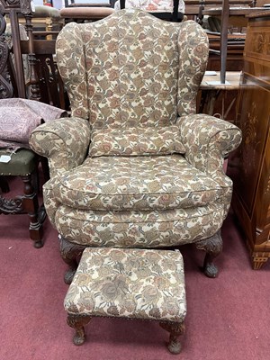Lot 1515 - XX Century Armchair, upholstered in floral...