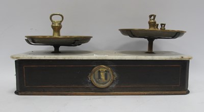 Lot 1251 - Late XIX Century Table Top Scales, with marble...