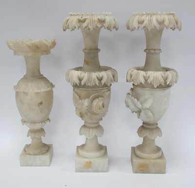 Lot 1203 - Pair of Alabaster Vases Circa 1900, with...