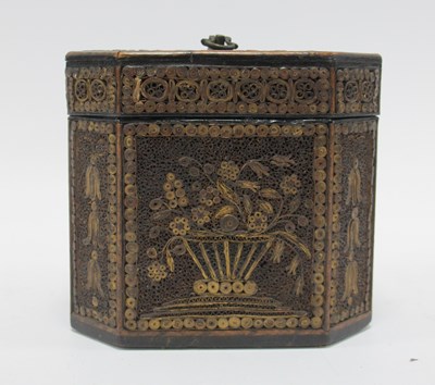 Lot 1213 - XVIII Century Octagonal Quill Work Style Tea...