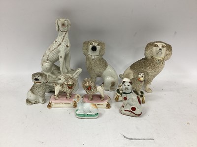 Lot 1149 - Staffordshire Pottery Greyhound, on...