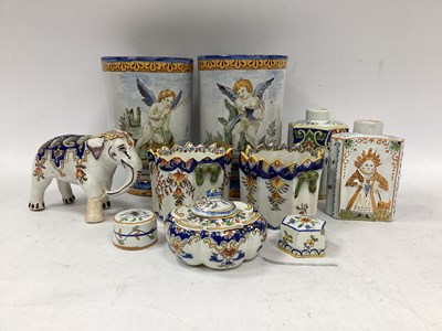 Lot 1160 - Faience Pottery Tea Caddy, featuring gentleman...