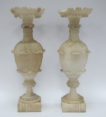 Lot 1215 - Pair of alabaster Vases Circa 1900, with...