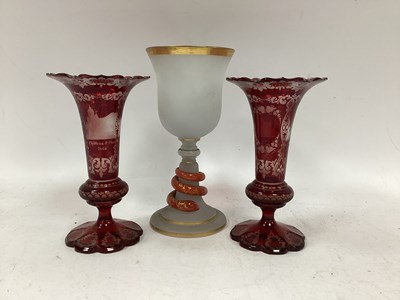 Lot 1155 - XIX Century Opaque Glass Goblet with Entwined...