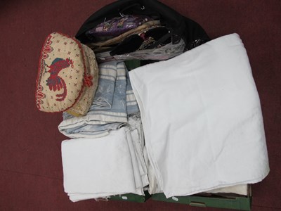 Lot 1295 - Table Linen, needlepoint cushions, tea cosies,...