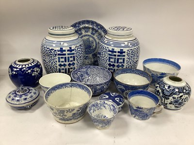 Lot 1148 - Oriental - Pair of Double Happiness Blue &...