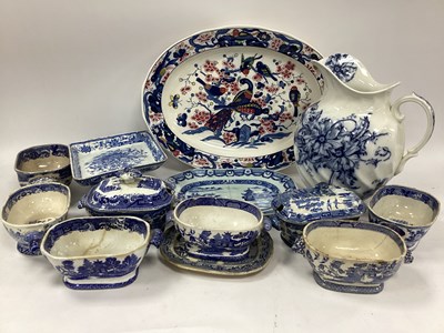 Lot 1158 - Blue & White Pottery Tureens, wash jug, etc:-...