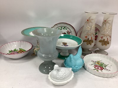 Lot 1173 - 1970s Glass Vases, opaque Hens on Nest (x 2),...