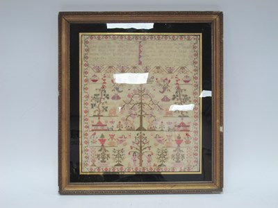 Lot 1224 - XIX Century Sampler, unnamed, hand stitched...