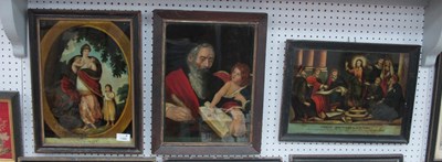 Lot 1388 - XIX Century Religious Prints on Glass 'St...