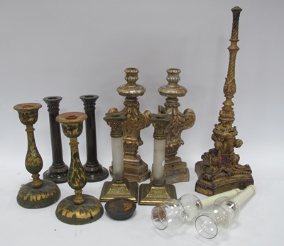 Lot 1242 - Candlesticks - including gilt, wooden, rococo,...