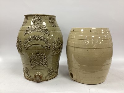 Lot 1177 - XIX Century Stoneware Barrel, with applied...