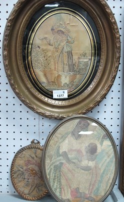 Lot 1377 - XIX Century Needlework Panel of Two Ladies in...