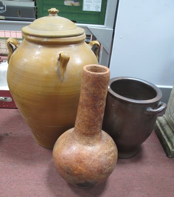 Lot 1422 - Large Terracotta Vessel with Lid, 62cm high,...