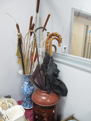 Lot 1163 - Two Crook Handled Walking Canes, ebonized cane,...