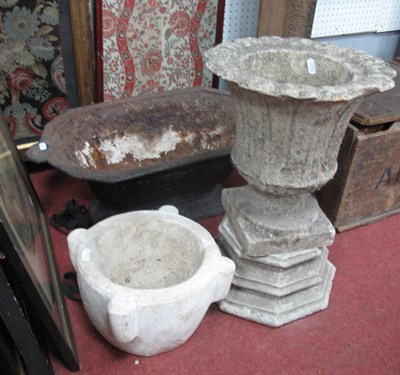 Lot 1427 - Garden Urn, 31cm and octagonal plinth, mortar...