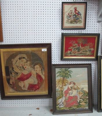Lot 1389 - Four XIX Century Needlework Panels - Family...