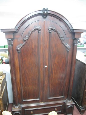 Lot 1447 - XIX Century Mahogany Wardrobe, with arched top,...