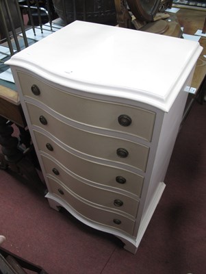 Lot 1453 - White Painted Serpentine Chest of Drawers,...