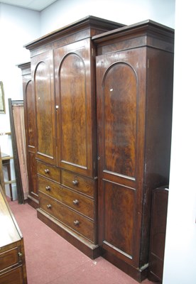 Lot 1500 - XIX Century Large Mahogany Breakfront Wardrobe,...