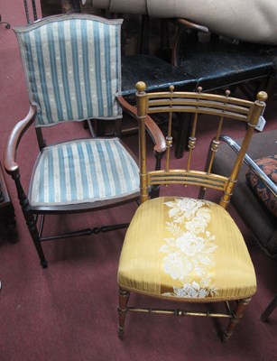 Lot 1478 - XIX Century Gilt Bedroom Chair, with rail...