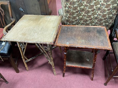 Lot 1511 - Bamboo Table, with a square top, scroll...