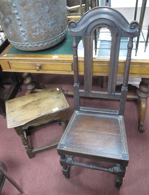 Lot 1475 - XVII Century Joined Oak Chair, with an arched...