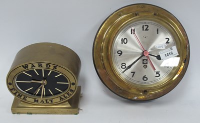 Lot 1416 - German Brass Ship’s Clock with Key, together...