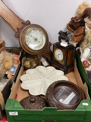 Lot 1044 - Collectables, including an oak framed aneroid...