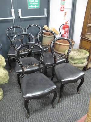 Lot 1481 - A Set of Six XIX Century Ebonised Salon Chairs,...