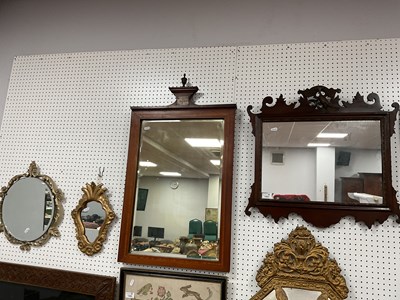 Lot 1397 - XVIII Century Style Mahogany Bird Mirror, 57cm...
