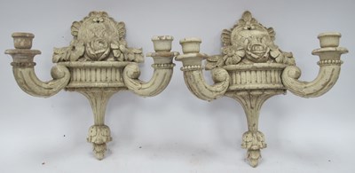 Lot 1263 - Pair of XIX Century Painted Wooden Wall Twin...