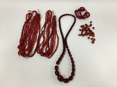 Lot 1339 - A Single Strand Graduated Cherry Amber Colour...