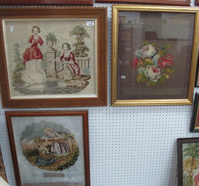 Lot 1390 - La Charite Religious Needlework and Painted...