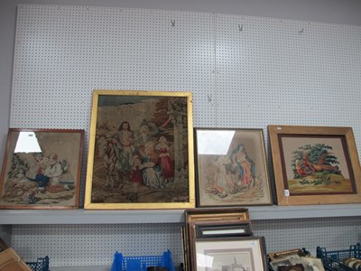Lot 1400 - Four XIX Century Religious Themed Needlework...