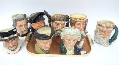 Lot 1206 - Eight Large Royal Doulton Character Jugs:...