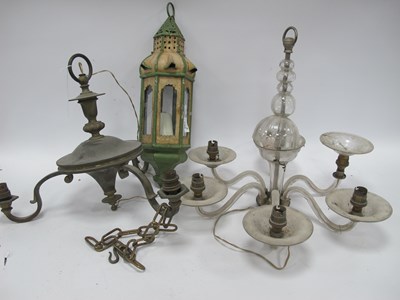 Lot 1260 - Glass Six Branch Ceiling Light, two other...