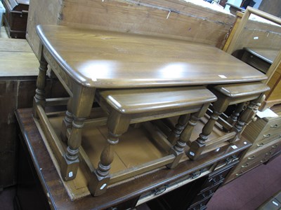 Lot 1643 - Ercol Nest of Tables on turned block supports,...