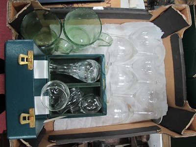 Lot 1102 - Two XIX Century Green Glass Mugs, etched with...