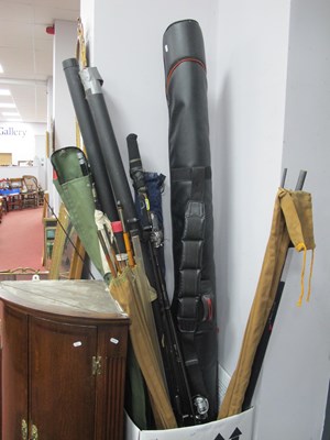 Lot 1215 - Three Piece Split Cane Fishing Rod, White...