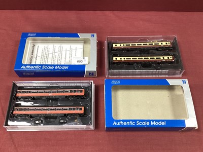 Lot 603 - Two boxed Dapol N gauge class 156 two-car DMUs:...