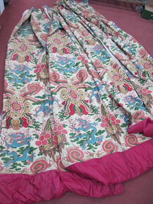 Lot 1276 - Two Pairs of Bespoke Heavy Linen Curtains,...