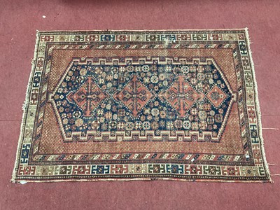 Lot 1506 - A Middel Eastern Rug, the centre with three...