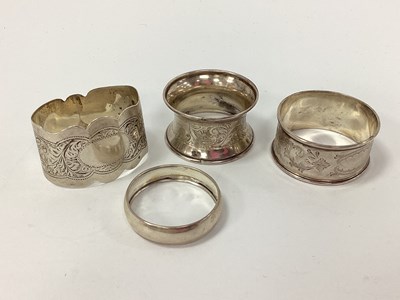Lot 29 - Four Assorted Hallmarked Silver Napkin Rings,...