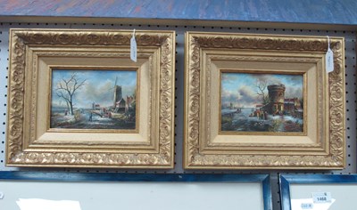 Lot 1467 - Van Gallen, Dutch Winter Scenes with Figures,...