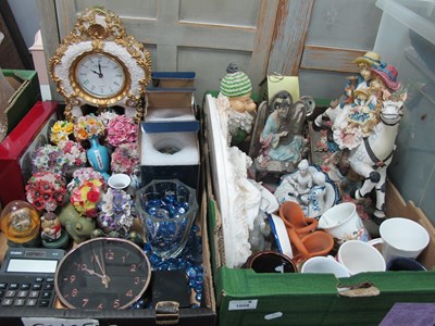 Lot 1058 - Resin Clock and Figures, calculator, ceramics,...