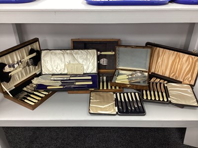 Lot 243 - Walker & Hall; An Ivorine Handled Cased...