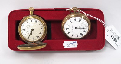 Lot 1299 - Two Gold Plated Wind-Up Pocket Watches - One...