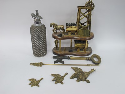 Lot 1283 - Coal Miner Model in Wood and Brass, two-tier,...