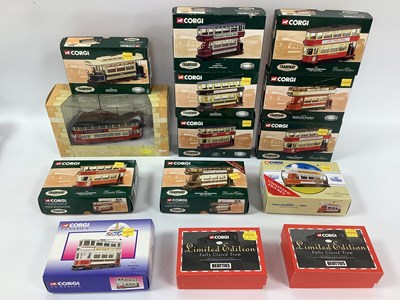 Lot 451 - Fourteen Corgi Diecast Model Trams to include...